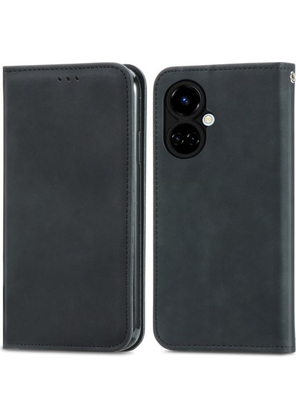 Tecno Camon 19 Siyah Için Retro Skin Fe Manyetik Deri Kılıf (Yurt Dışından) fiyatları
