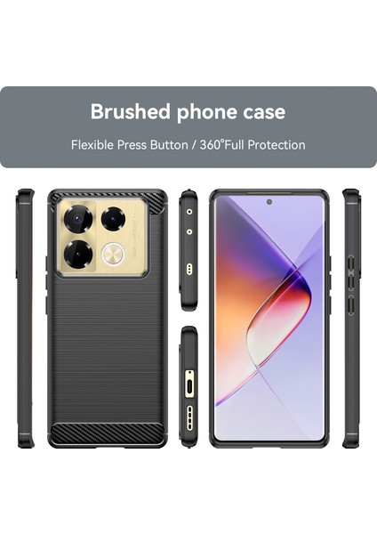 Infinix Note 40 Pro 4g Siyah Için Fırçalanmış Doku Tpu Kılıf (Yurt Dışından)