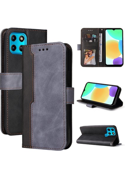 Infinix Smart 6 Gri Için Pu Deri Kılıf (Yurt Dışından)