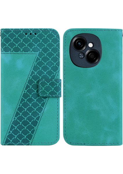 Tecno Spark Go 1 / Pop 9 Pro Için Yedi Şekilli Pu Kılıf Yeşil (Yurt Dışından)