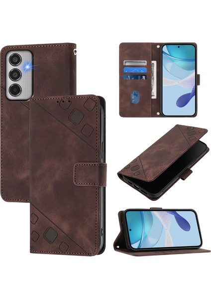 Samsung Galaxy M35 Kahverengi Için Skin-Fe Deri Telefon Kılıfı (Yurt Dışından)