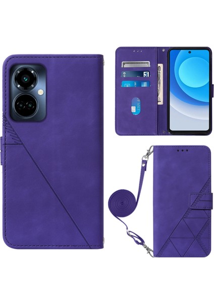 Tecno Camon 19 Pro 5g Mor Için Crossbody Deri Kılıf (Yurt Dışından)