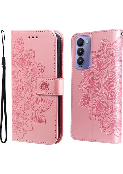 Tecno Camon 18/18P Pembe Altın Için Pu Telefon Kılıfı (Yurt Dışından)