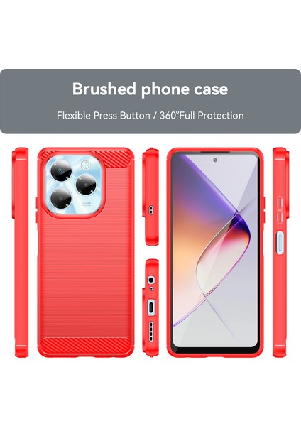 Infinix Note 40X 5g Kırmızı Için Fırçalanmış Dokulu Tpu Kılıf (Yurt Dışından)
