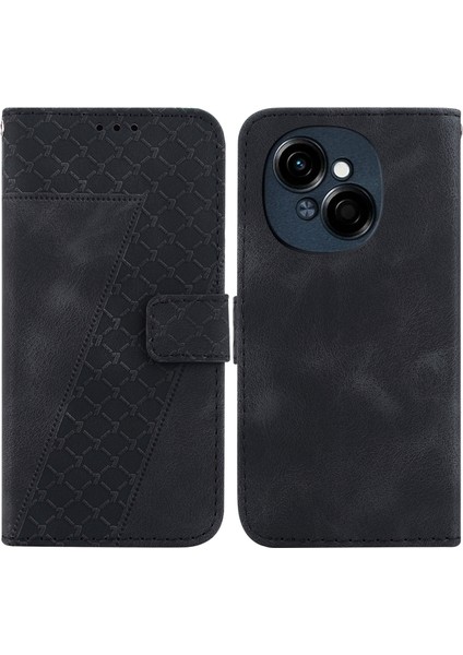 Tecno Spark Go 1 / Pop 9 Pro Siyah Için Yedi Şekilli Pu Kılıf (Yurt Dışından)