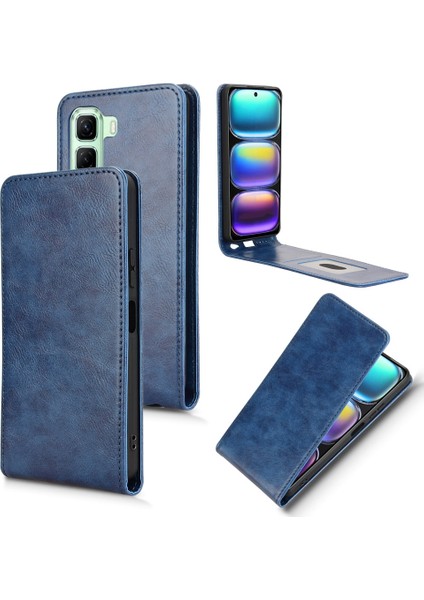 Infinix Hot 50 4g Mavi Için Dikey Çevirme Deri Kılıf (Yurt Dışından)