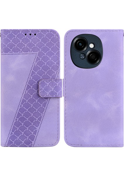 Tecno Spark Go 1 / Pop 9 Pro Için Yedi Şekilli Pu Kılıf Mor (Yurt Dışından)