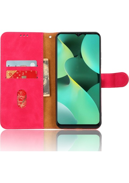 Tecno Spark 10C Gül Kırmızısı Için Deri Kılıf (Yurt Dışından)