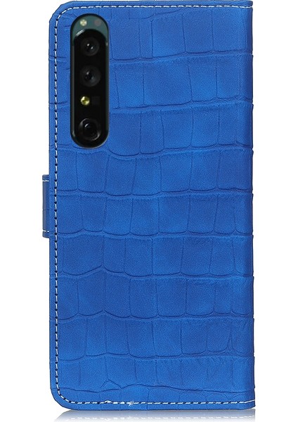 Sony Xperia Için Timsah Doku Deri Kılıfı 1 Iv Mavi (Yurt Dışından)