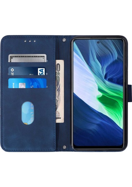 Infinix Note 10 Mavi Için Crossbody Deri Kılıf (Yurt Dışından)