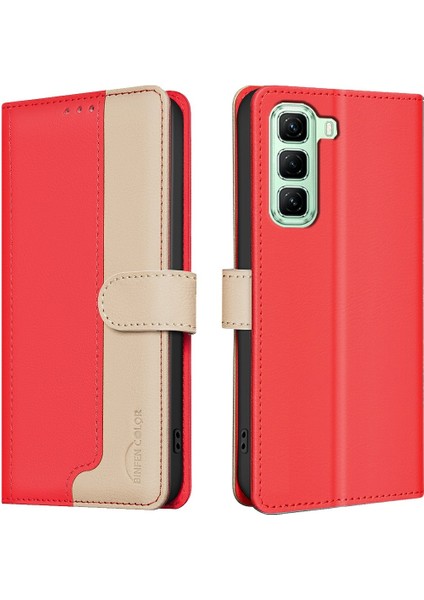 Infinix Hot 50 4g Kırmızı Için Rfıd Deri Kılıf (Yurt Dışından)