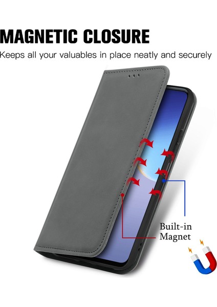 Tecno Camon 19 Gri Için Retro Skin Fe Manyetik Deri Kılıf (Yurt Dışından) fırsatları