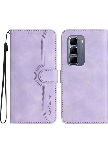 Infinix Hot 50 Pro+ 4g Mor Için Kalp Desenli Pu Kılıf (Yurt Dışından)