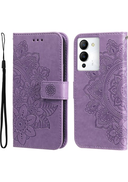 Infinix Note 12 / G96 Açık Mor Için 7 Yapraklı Çiçek Deri Kılıf (Yurt Dışından)