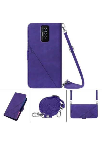 Tecno Phantom x Mor Için Crossbody Deri Kılıf (Yurt Dışından)