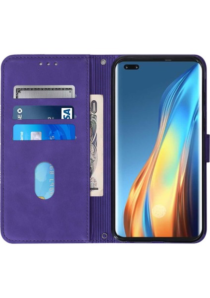 Tecno Phantom x Mor Için Crossbody Deri Kılıf (Yurt Dışından)