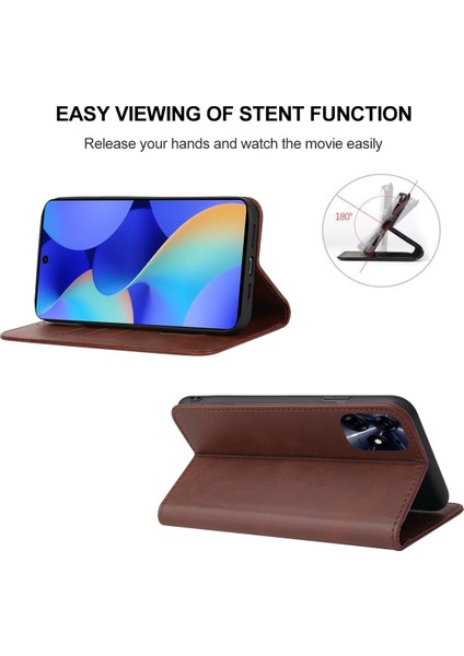 Tecno Spark 10 Pro Kahverengi Için Deri Telefon Kılıfı (Yurt Dışından) fırsatları