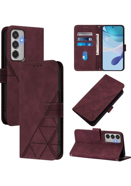 Samsung Galaxy M35 Şarap Kırmızısı Için Crossbody Deri Kılıf (Yurt Dışından)