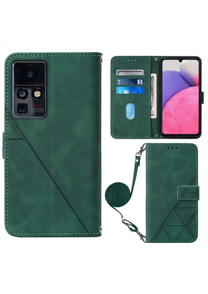 Infinix Zero x / Zero x Pro Koyu Yeşil Için Crossbody Deri Kılıf (Yurt Dışından)