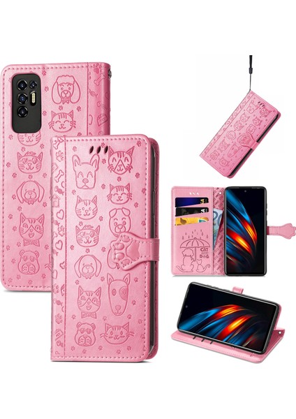 Tecno Pova 2 Pembe Kabartma Desenli Telefon Kılıfı (Yurt Dışından)