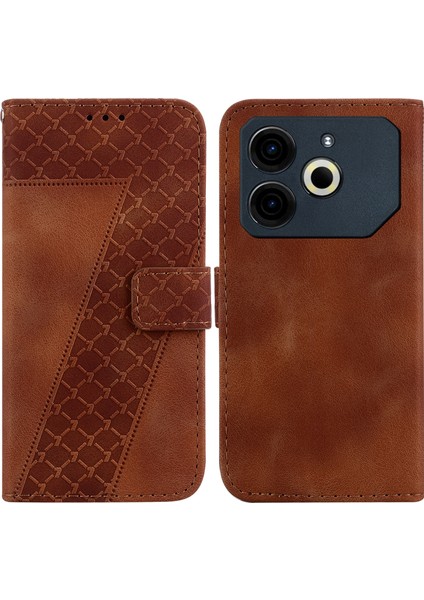 Tecno Pova 6 Neo Brown Için Yedi Şekilli Pu Kılıf (Yurt Dışından)