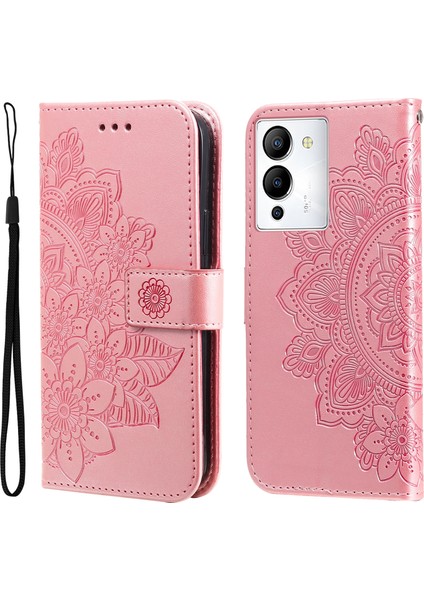 Infinix Note 12 / G96 Pembe Altın Için 7 Yapraklı Çiçek Deri Kılıf (Yurt Dışından)