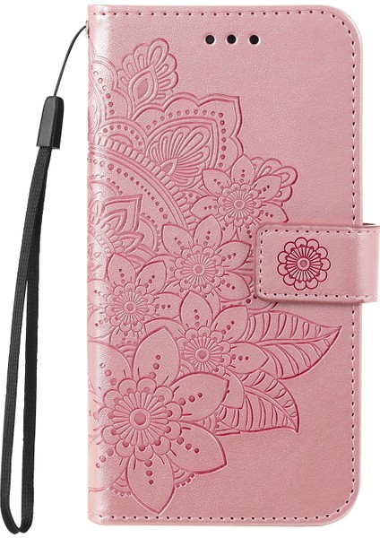 Infinix Note 12 / G96 Pembe Altın Için 7 Yapraklı Çiçek Deri Kılıf (Yurt Dışından)