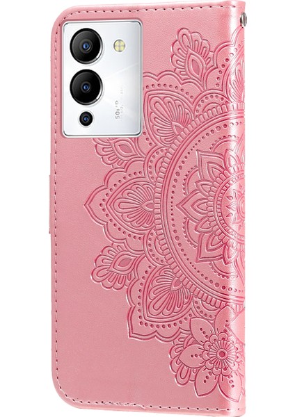 Infinix Note 12 / G96 Pembe Altın Için 7 Yapraklı Çiçek Deri Kılıf (Yurt Dışından)