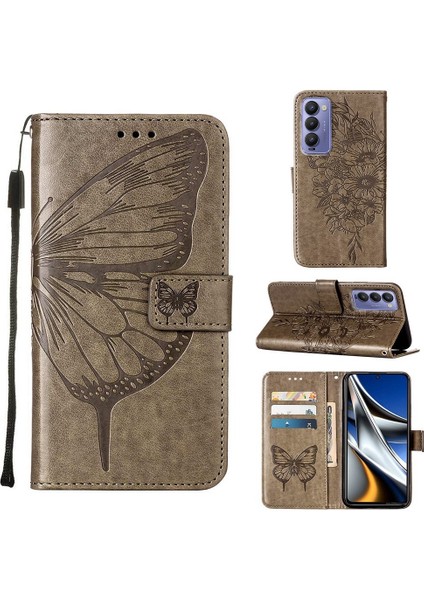 Tecno Camon 18P / 18 Gri Için Kabartmalı Kılıf (Yurt Dışından)
