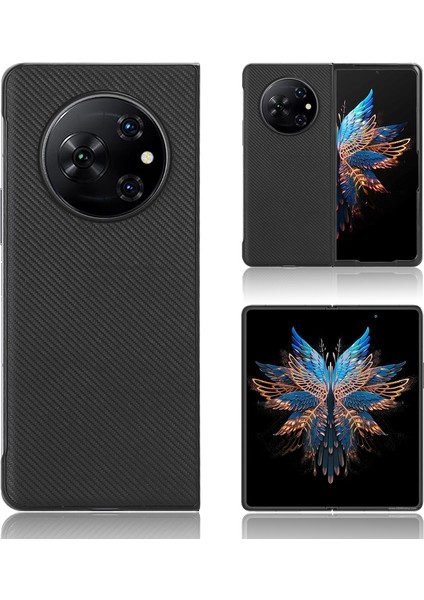 Tecno Phantom V Fold Siyah Için Pu Deri Pc Telefon Kılıfı (Yurt Dışından)