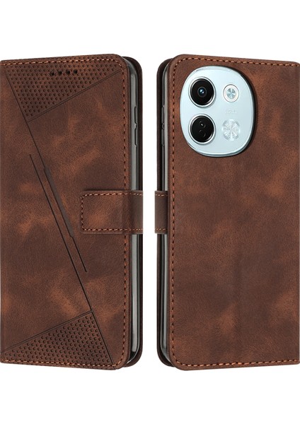 Tecno Spark 30 5g Kahverengi Için Dream Üçgen Deri Kılıf (Yurt Dışından)