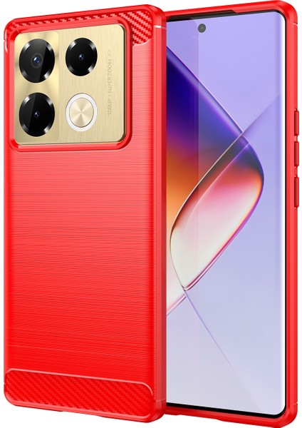 Infinix Note 40 Pro+ 5g Kırmızı Için Fırçalanmış Dokulu Tpu Kılıf (Yurt Dışından)