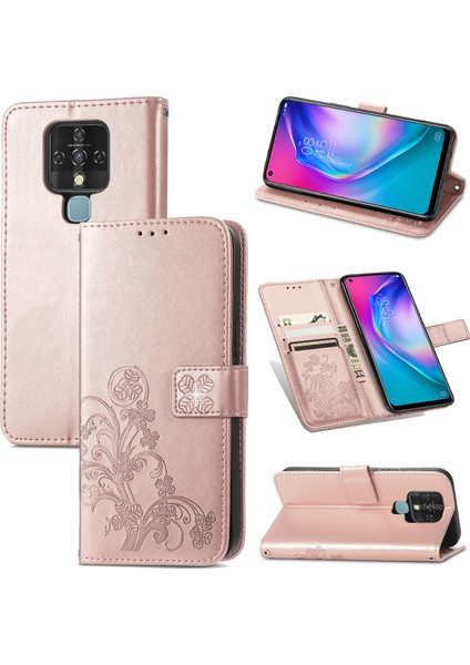 Tecno Camon 16 Se Pembe Altın Için Dört Yapraklı Kılıf (Yurt Dışından)