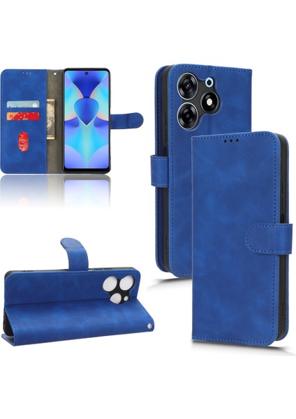 Tecno Spark 10 Pro Mavi Için Deri Kılıf (Yurt Dışından)