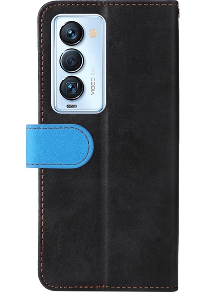 Tecno Camon 18 Mavi Için Pu Deri Kılıf (Yurt Dışından)