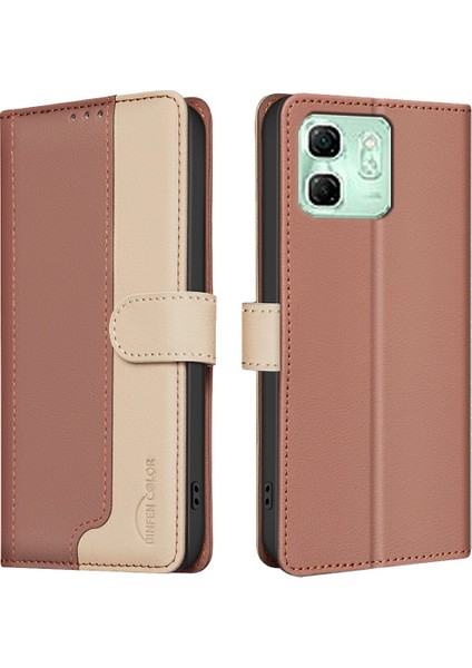 Infinix Smart 9 / Hot 50I Kahverengi Için Rfıd Deri Kılıf (Yurt Dışından)