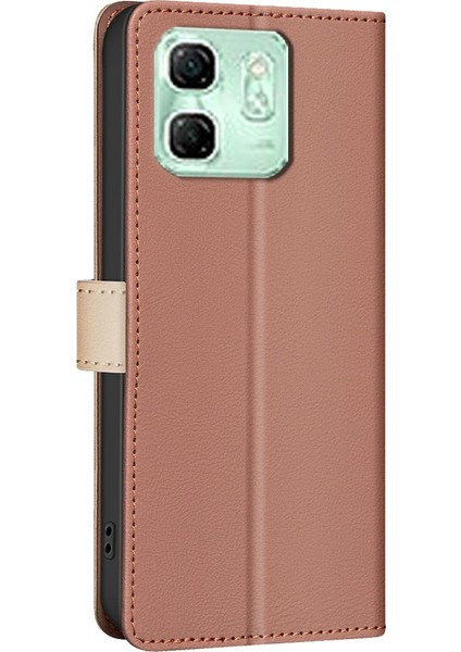 Infinix Smart 9 / Hot 50I Kahverengi Için Rfıd Deri Kılıf (Yurt Dışından)
