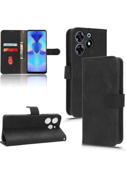 Tecno Spark 10 Pro Siyah Için Deri Kılıf (Yurt Dışından)
