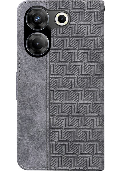 Tecno Camon 20 Pro 5g Gri Için Kabartmalı Deri Telefon Kılıfı (Yurt Dışından) modelleri