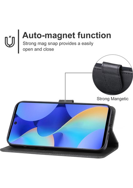 Tecno Spark 10 Pro Siyah Için Deri Telefon Kılıfı (Yurt Dışından)