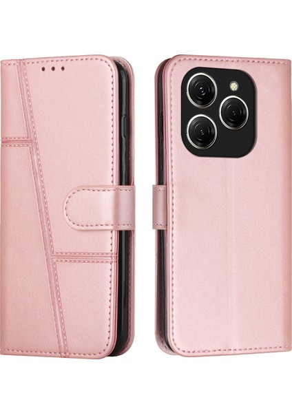 Tecno Spark 20 Pro 5g Rose Gold Için Dikişli Buzağı Telefon Kılıfı (Yurt Dışından)