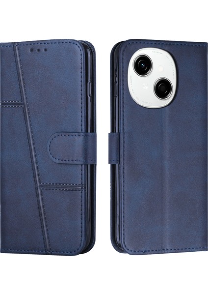 Tecno Spark Go 1 Mavi Için Dikiş Buzağı Telefon Kılıfı (Yurt Dışından)