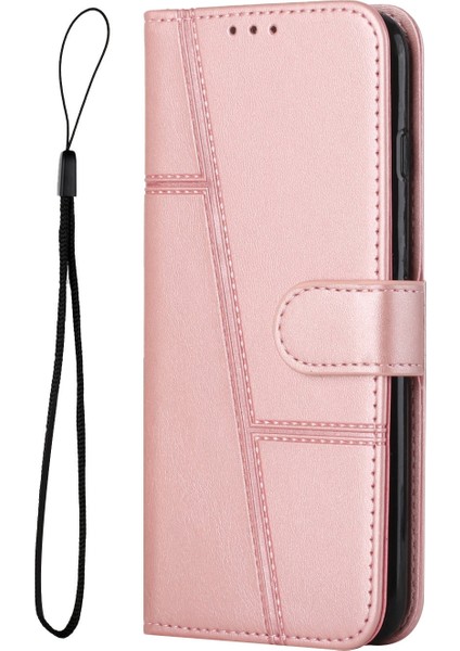 Tecno Spark Go 1 Pembe Altın Dikişli Buzağı Telefon Kılıfı (Yurt Dışından)