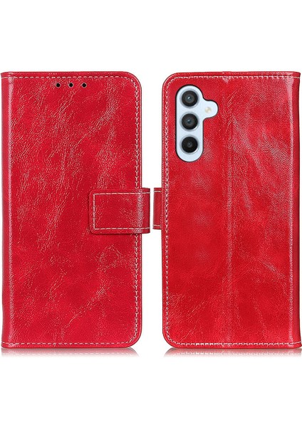 Samsung Galaxy A16 5g Kırmızı Crazy Horse Texture Pu Kılıf (Yurt Dışından)