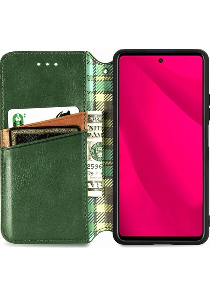 Infinix Smart 9 Yeşil Için Kübik Preslenmiş Deri Kılıf (Yurt Dışından)