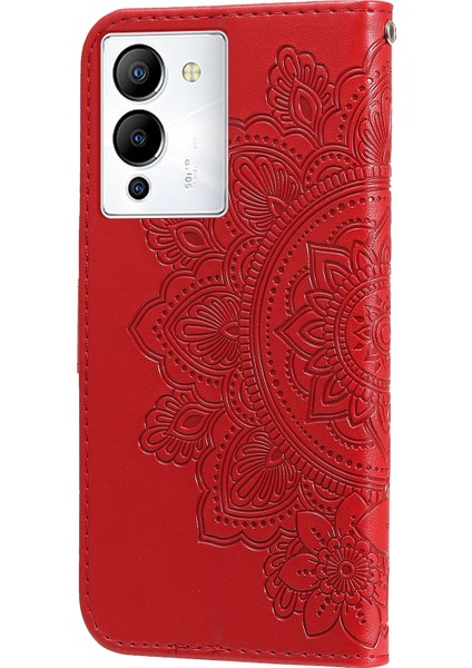 Infinix Note 12 / G96 Kırmızı Için 7 Yapraklı Çiçek Deri Kılıf (Yurt Dışından)