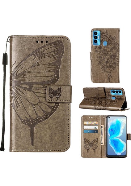 Tecno Camon 18I Gri Için Kabartmalı Kılıf (Yurt Dışından)
