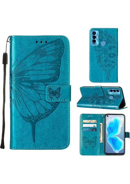 Tecno Camon 18I Mavi Için Kabartmalı Kılıf (Yurt Dışından)