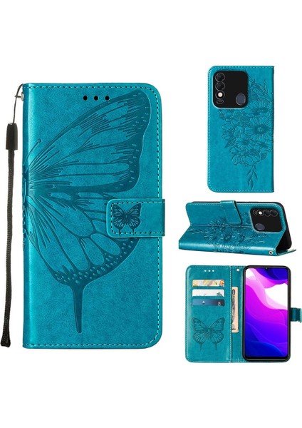 Tecno Spark 8 Mavi Için Kabartmalı Kılıf (Yurt Dışından)