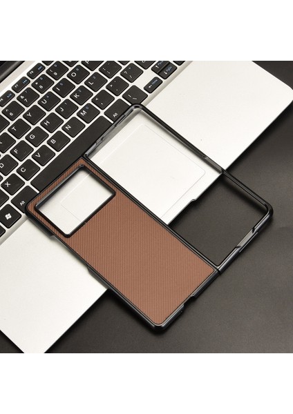 Tecno Phantom V Fold2 Kahverengi Için Pu Deri Pc Telefon Kılıfı (Yurt Dışından)